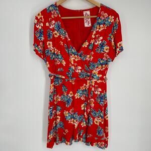 Saide & Sage Dress Women’s Medium Floral Faux Wrap Summer Feminine Flirty